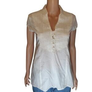 Mimi Maternity White Cotton Pintuck Blouse Top Size M Boho Cottage